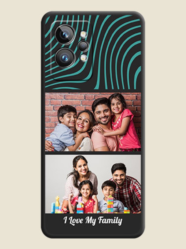 Custom Wave Pattern with 2 Image Holder on Space Black Personalized Soft Matte Phone Covers - Realme GT 2 Pro 5G