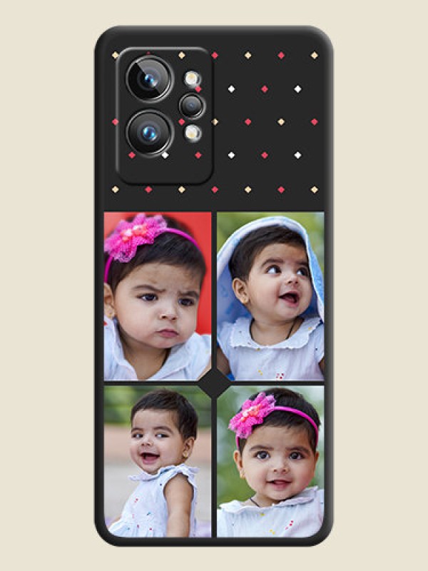 Custom Multicolor Dotted Pattern with 4 Image Holder on Space Black Custom Soft Matte Phone Cases - Realme GT 2 Pro 5G