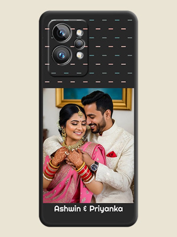 Custom Line Pattern Design with Text on Space Black Custom Soft Matte Phone Back Cover - Realme GT 2 Pro 5G