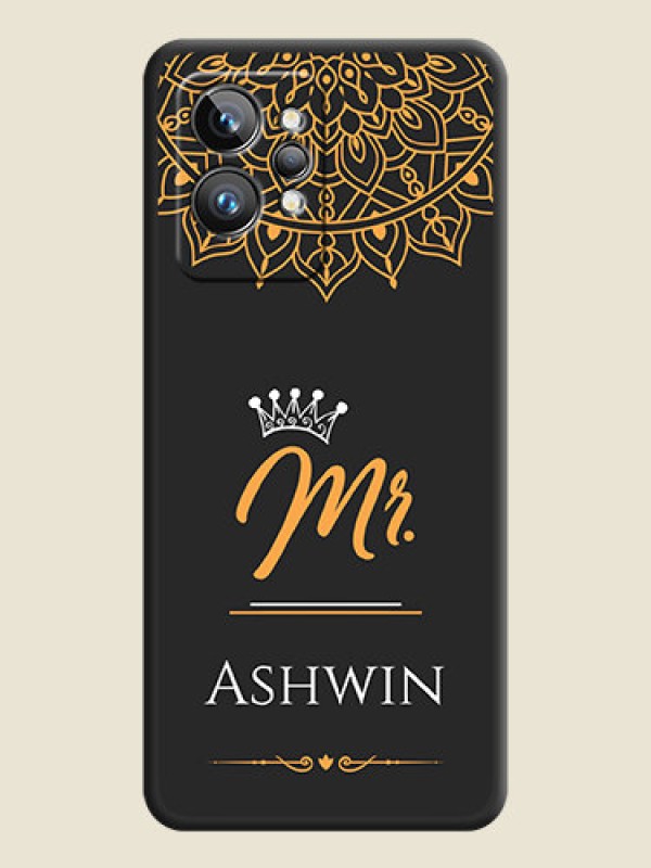 Custom Mr Name with Floral Design  on Personalised Space Black Soft Matte Cases - Realme GT 2 Pro 5G