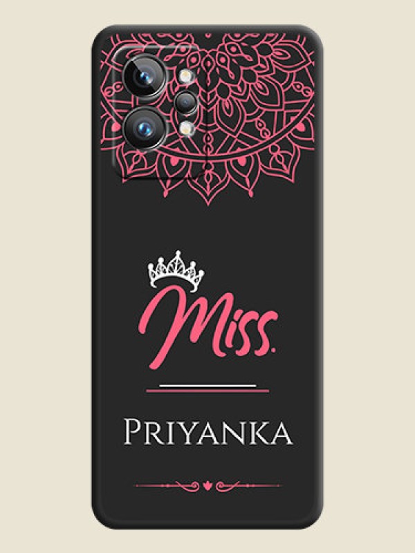Custom Mrs Name with Floral Design on Space Black Personalized Soft Matte Phone Covers - Realme GT 2 Pro 5G