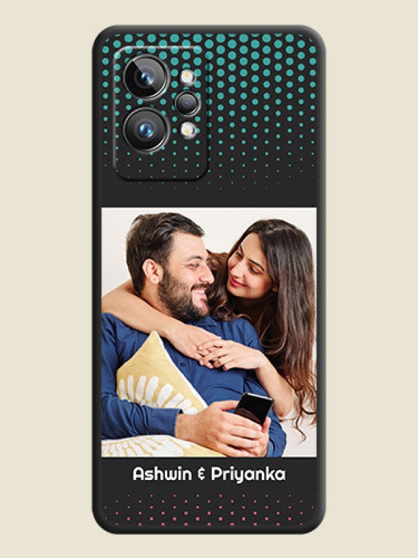 Custom Faded Dots with Grunge Photo Frame and Text on Space Black Custom Soft Matte Phone Cases - Realme GT 2 Pro 5G