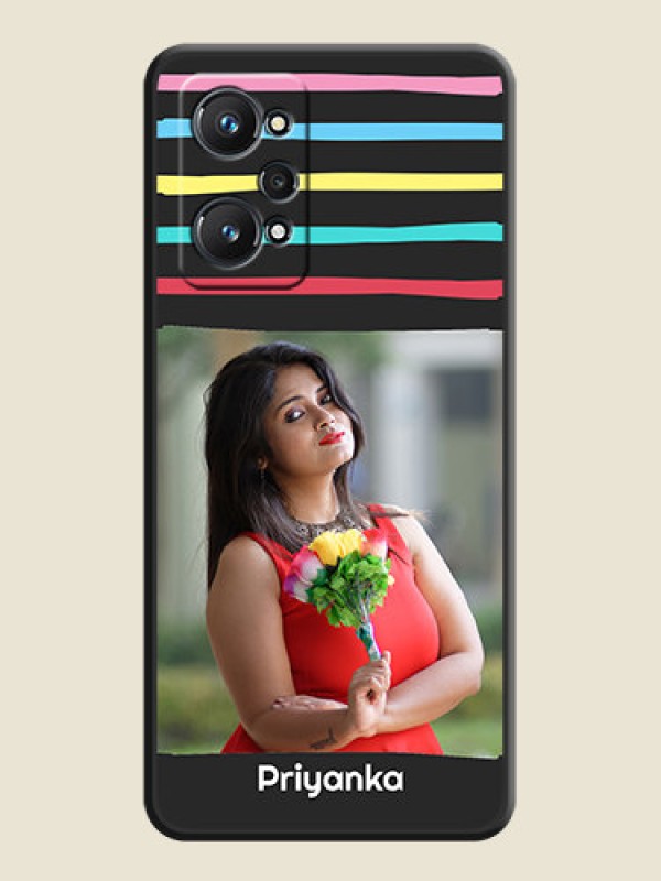 Custom Multicolor Lines with Image on Space Black Personalized Soft Matte Phone Covers - Realme GT 2