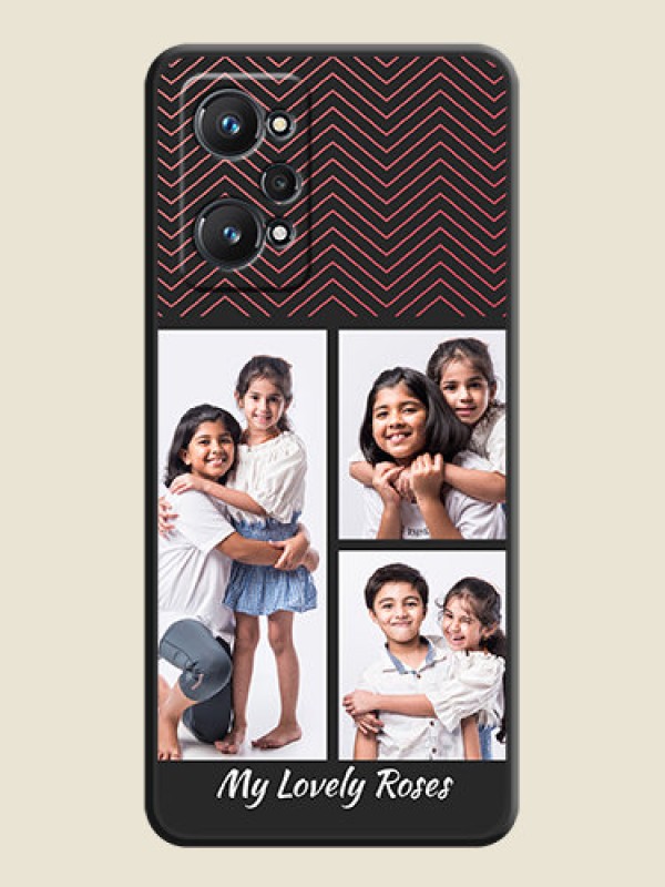 Custom Wave Pattern with 3 Image Holder on Space Black Custom Soft Matte Back Cover - Realme GT 2