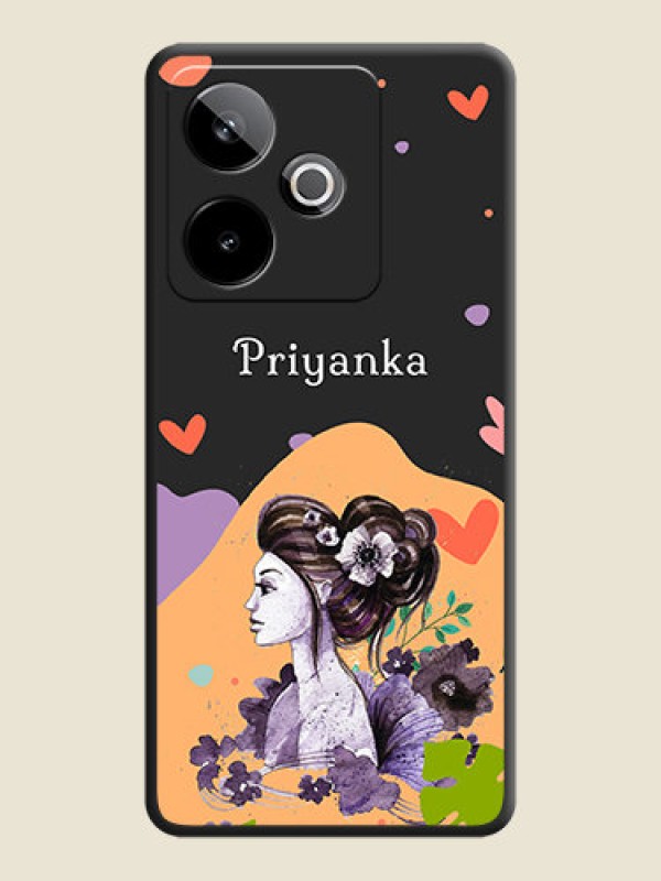 Custom Namecase For Her With Fancy Lady Image On Space Black Custom Soft Matte Mobile Back Cover - Realme GT 7 5G