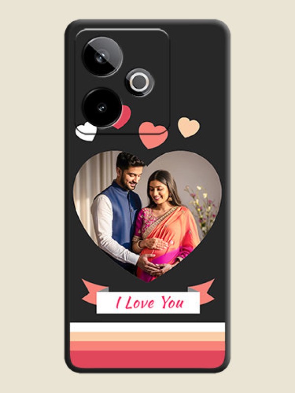 Custom Love Shaped Photo with Colorful Stripes On Space Black Custom Soft Matte Mobile Back Cover - Realme GT 7T 5G