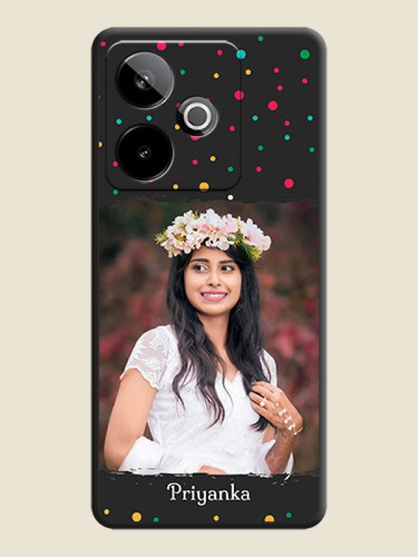 Custom Multicolor Dotted Pattern with Text On Space Black Custom Soft Matte Mobile Back Cover - Realme GT 7T 5G