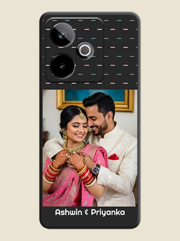 Custom Line Pattern Design with Text On Space Black Custom Soft Matte Mobile Back Cover - Realme GT 7T 5G