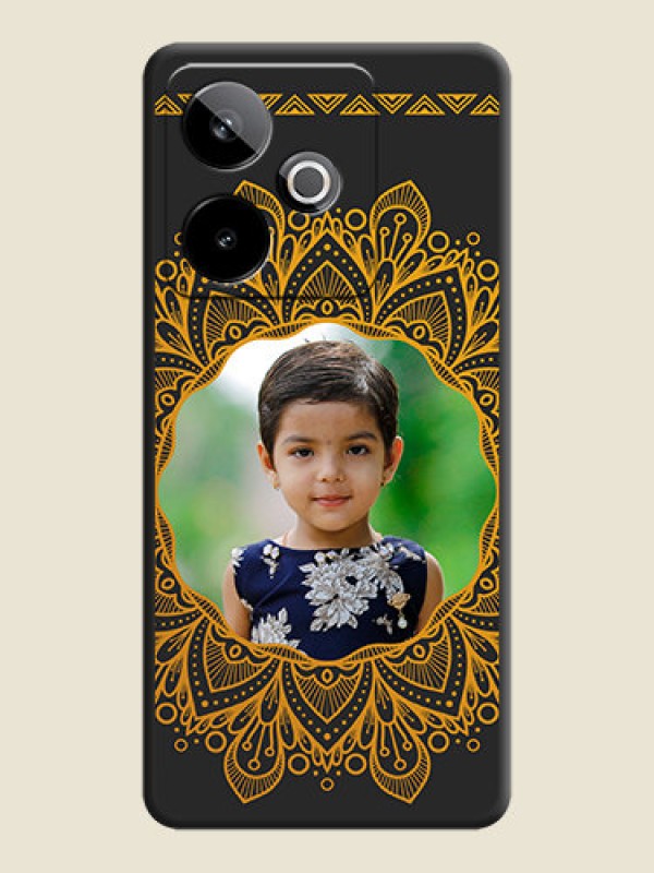 Custom Round Image with Floral Design On Space Black Custom Soft Matte Mobile Back Cover - Realme GT 7T 5G