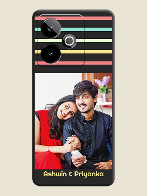 Custom Color Stripes with Photo and Text on Photo On Space Black Custom Soft Matte Mobile Back Cover - Realme GT 7T 5G