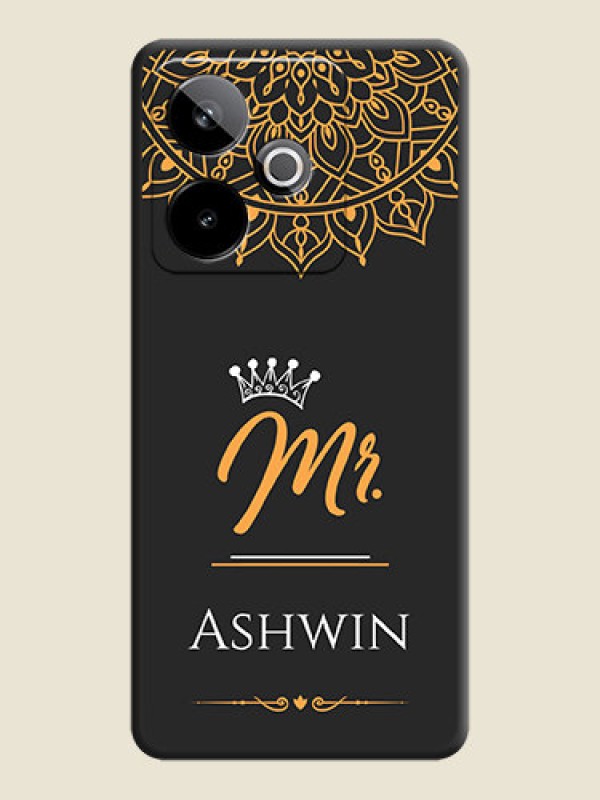 Custom Mr Name with Floral Design On Space Black Custom Soft Matte Mobile Back Cover - Realme GT 7T 5G