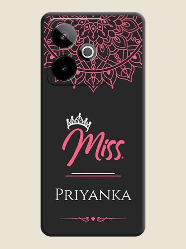 Custom Mrs Name with Floral Design On Space Black Custom Soft Matte Mobile Back Cover - Realme GT 7T 5G