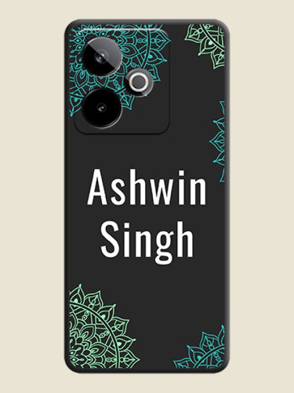 Custom Your Name with Floral Design On Space Black Custom Soft Matte Mobile Back Cover - Realme GT 7T 5G