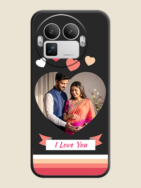 Custom Love Shaped Photo with Colorful Stripes On Space Black Custom Soft Matte Mobile Back Cover - Realme GT 8 Pro