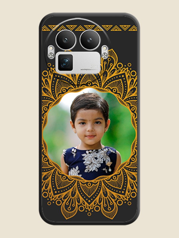 Custom Round Image with Floral Design On Space Black Custom Soft Matte Mobile Back Cover - Realme GT 8 Pro