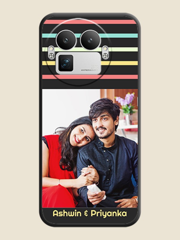 Custom Color Stripes with Photo and Text on Photo On Space Black Custom Soft Matte Mobile Back Cover - Realme GT 8 Pro