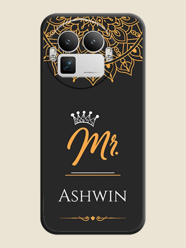 Custom Mr Name with Floral Design On Space Black Custom Soft Matte Mobile Back Cover - Realme GT 8 Pro