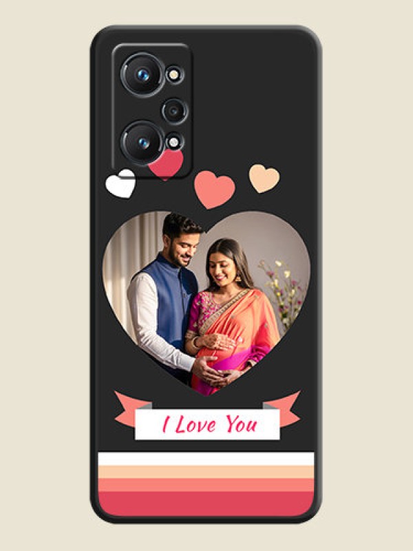 Custom Love Shaped Photo with Colorful Stripes on Personalised Space Black Soft Matte Cases - Realme GT Neo 2 5G