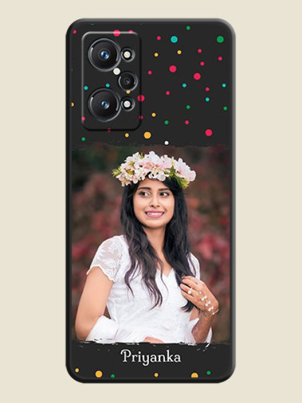 Custom Multicolor Dotted Pattern with Text on Space Black Custom Soft Matte Phone Back Cover - Realme GT Neo 2 5G