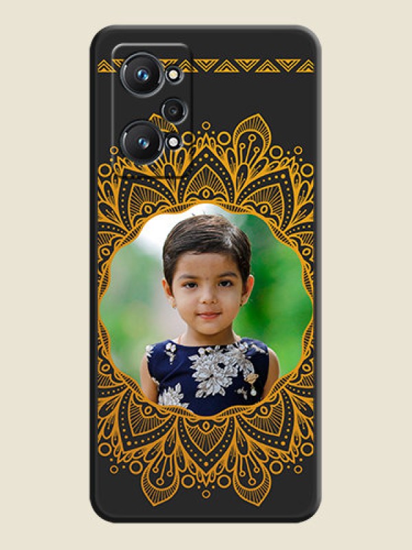 Custom Round Image with Floral Design on Photo on Space Black Soft Matte Mobile Cover - Realme GT Neo 2 5G
