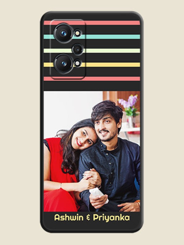Custom Color Stripes with Photo and Text on Photo on Space Black Soft Matte Mobile Case - Realme GT Neo 2 5G