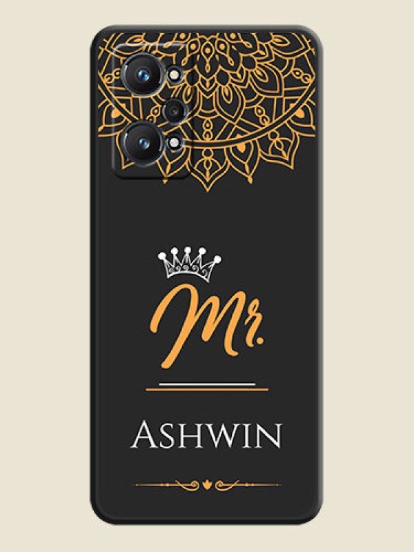 Custom Mr Name with Floral Design  on Personalised Space Black Soft Matte Cases - Realme GT Neo 2 5G