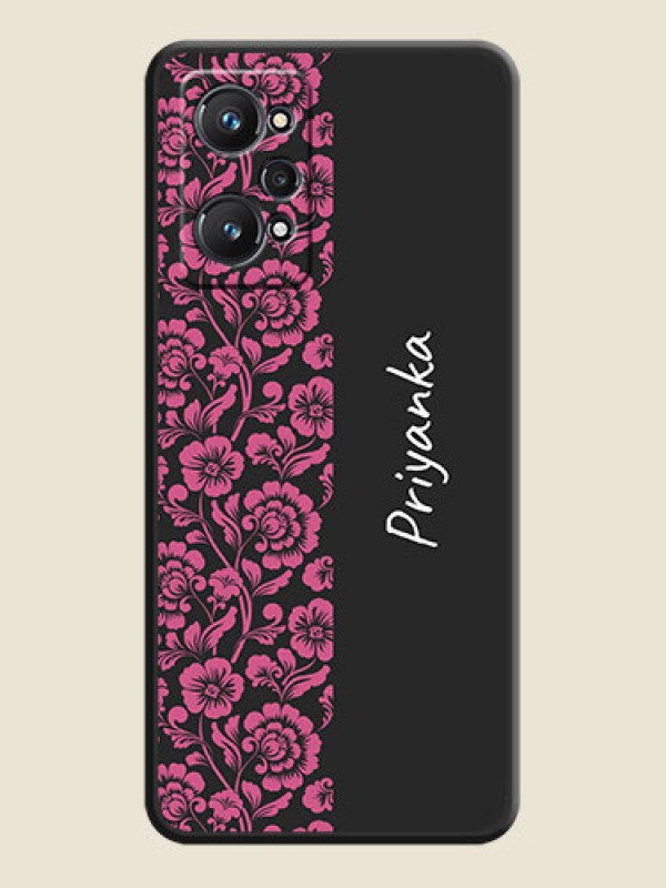 Custom Pink Floral Pattern Design With Custom Text On Space Black Personalized Soft Matte Phone Covers -Realme Gt Neo 2 5G