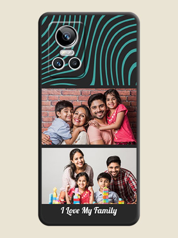 Custom Wave Pattern with 2 Image Holder on Space Black Personalized Soft Matte Phone Covers - Realme GT Neo 3