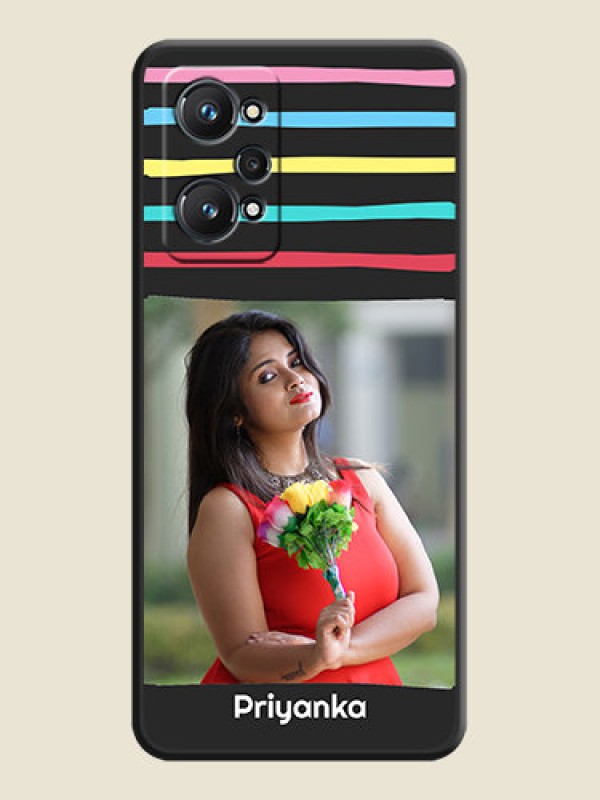 Custom Multicolor Lines with Image on Space Black Personalized Soft Matte Phone Covers - Realme GT Neo 3T