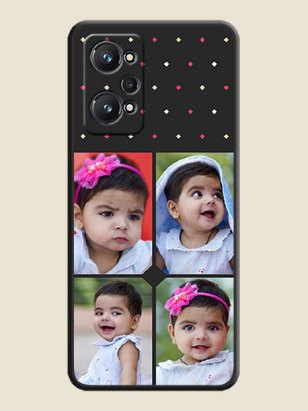 Custom Multicolor Dotted Pattern with 4 Image Holder on Space Black Custom Soft Matte Phone Cases - Realme GT Neo 3T