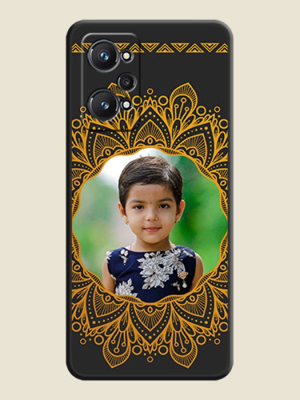Custom Round Image with Floral Design on Photo on Space Black Soft Matte Mobile Cover - Realme GT Neo 3T