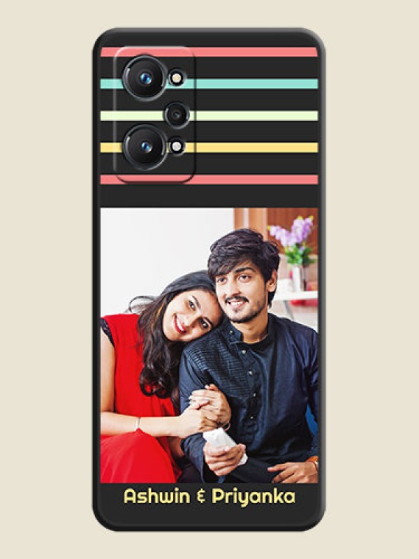 Custom Color Stripes with Photo and Text on Photo on Space Black Soft Matte Mobile Case - Realme GT Neo 3T