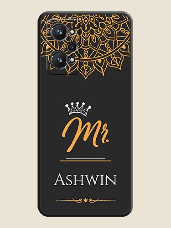 Custom Mr Name with Floral Design  on Personalised Space Black Soft Matte Cases - Realme GT Neo 3T