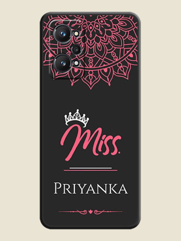 Custom Mrs Name with Floral Design on Space Black Personalized Soft Matte Phone Covers - Realme GT Neo 3T