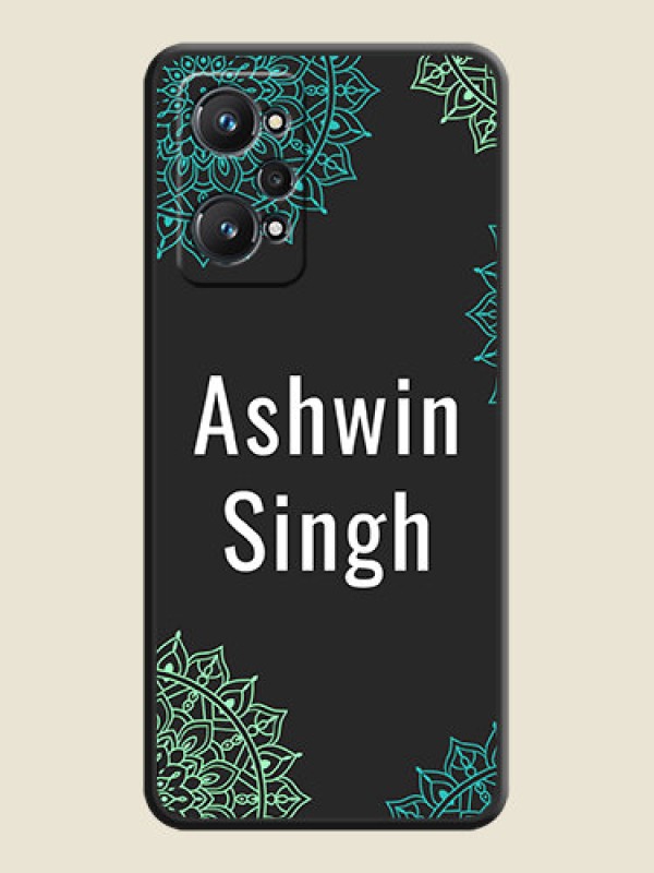 Custom Your Name with Floral Design on Space Black Custom Soft Matte Back Cover - Realme GT Neo 3T
