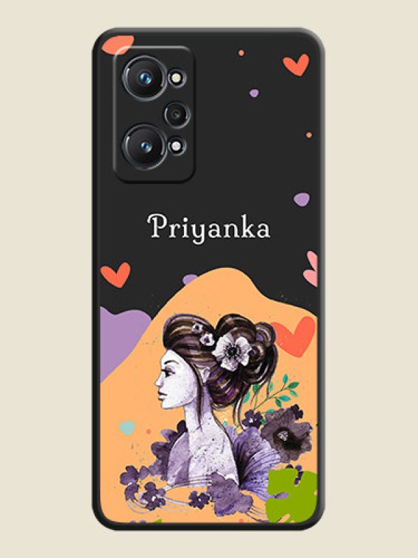 Custom Namecase For Her With Fancy Lady Image On Space Black Personalized Soft Matte Phone Covers -Realme Gt Neo 3T