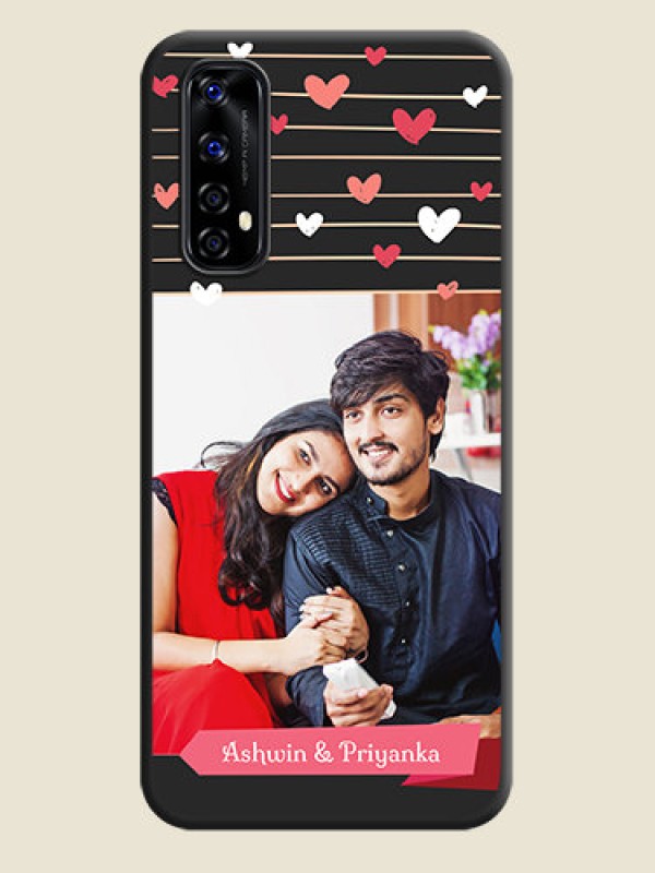 Custom Love Pattern with Name on Pink Ribbon  on Photo on Space Black Soft Matte Back Cover - Realme Narzo 20 Pro