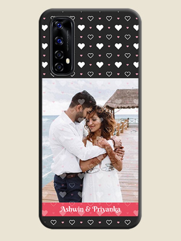 Custom White Color Love Symbols with Text Design on Photo on Space Black Soft Matte Phone Cover - Realme Narzo 20 Pro