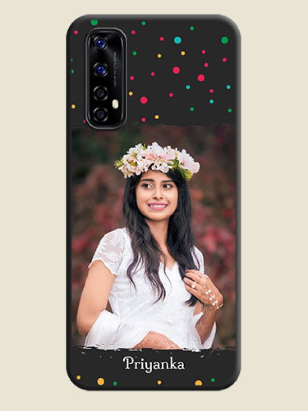 Custom Multicolor Dotted Pattern with Text on Space Black Custom Soft Matte Phone Back Cover - Realme Narzo 20 Pro