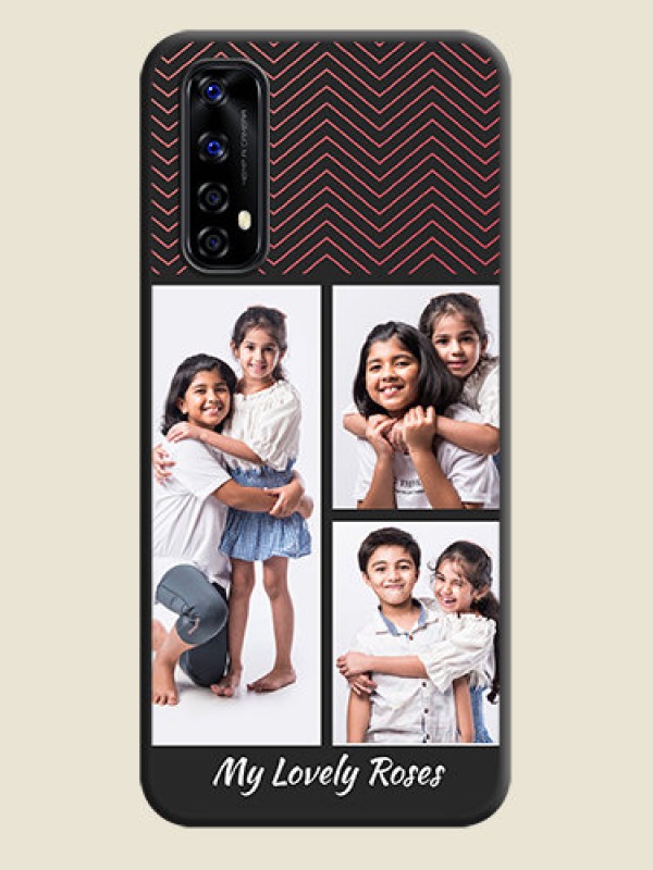 Custom Wave Pattern with 3 Image Holder on Space Black Custom Soft Matte Back Cover - Realme Narzo 20 Pro