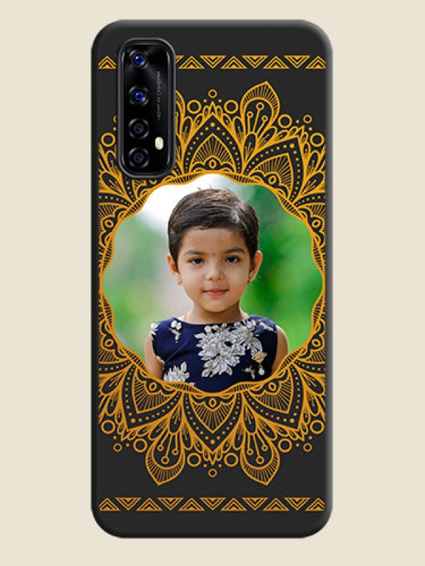 Custom Round Image with Floral Design on Photo on Space Black Soft Matte Mobile Cover - Realme Narzo 20 Pro