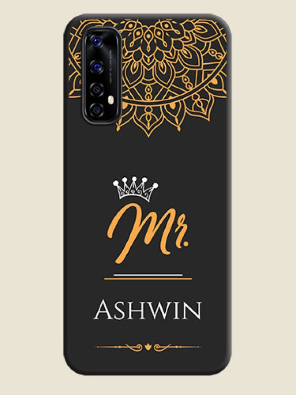 Custom Mr Name with Floral Design  on Personalised Space Black Soft Matte Cases - Realme Narzo 20 Pro