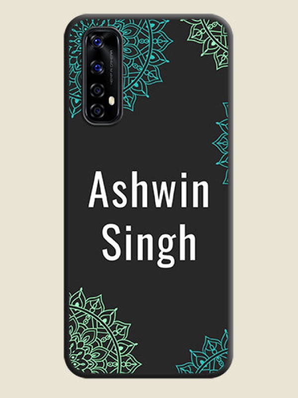 Custom Your Name with Floral Design on Space Black Custom Soft Matte Back Cover - Realme Narzo 20 Pro
