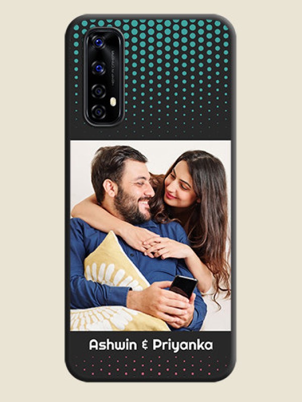 Custom Faded Dots with Grunge Photo Frame and Text on Space Black Custom Soft Matte Phone Cases - Realme Narzo 20 Pro