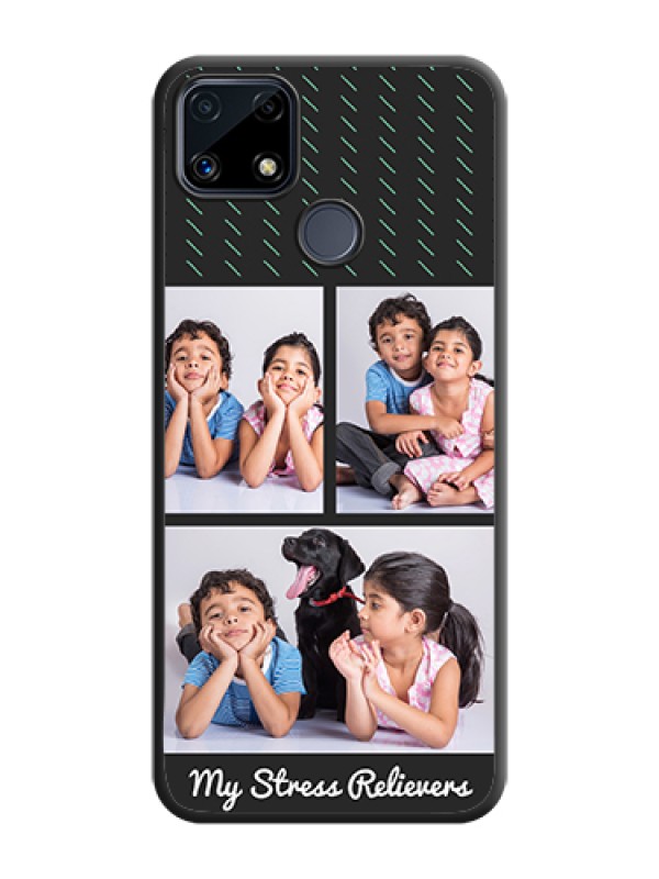 Custom Cross Dotted Pattern with 2 Image Holder  on Personalised Space Black Soft Matte Cases - Realme Narzo 20