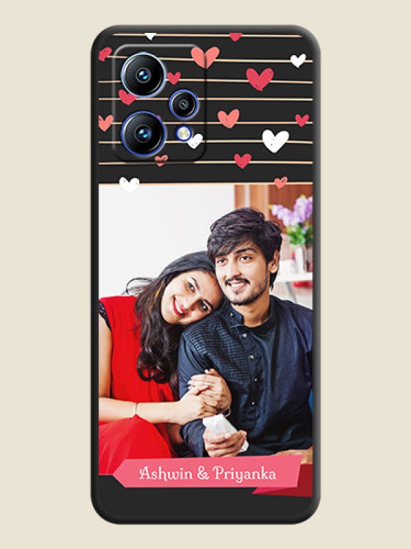 Custom Love Pattern with Name on Pink Ribbon  on Photo on Space Black Soft Matte Back Cover - Realme Narzo 50 Pro 5G