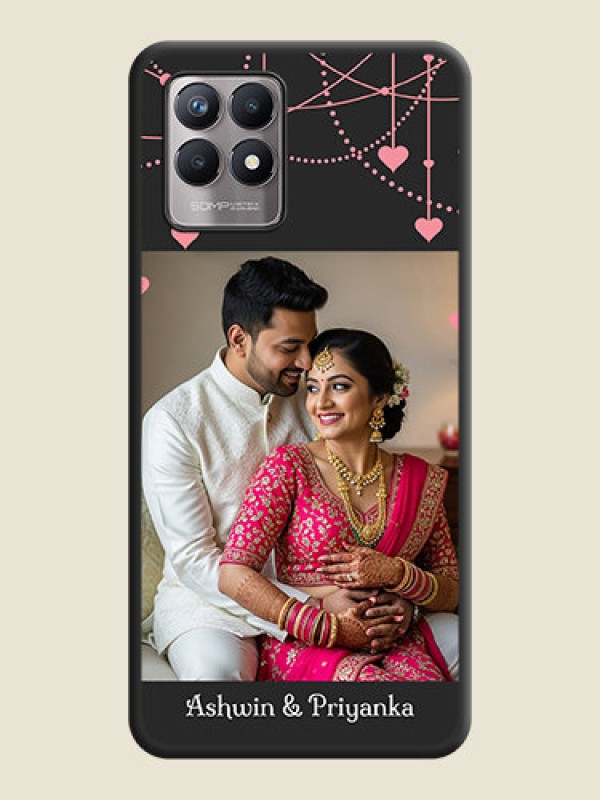 Custom Pink Love Hangings with Text on Space Black Custom Soft Matte Back Cover - Realme Narzo 50