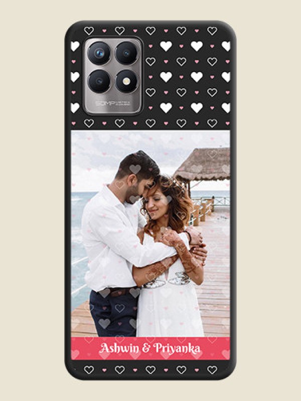 Custom White Color Love Symbols with Text Design on Photo on Space Black Soft Matte Phone Cover - Realme Narzo 50