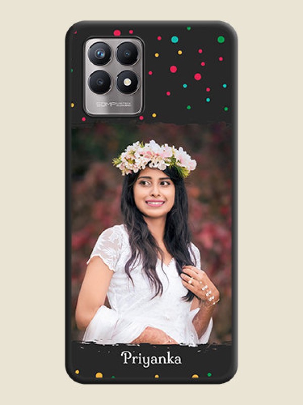 Custom Multicolor Dotted Pattern with Text on Space Black Custom Soft Matte Phone Back Cover - Realme Narzo 50