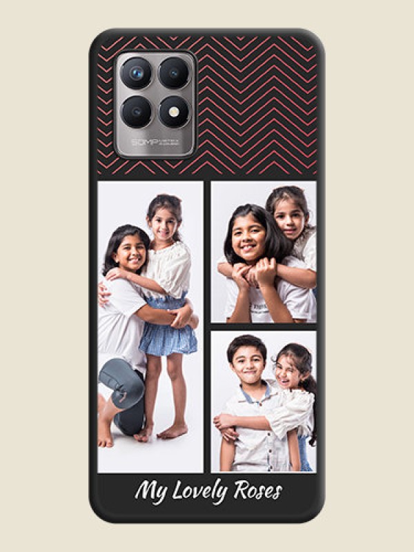 Custom Wave Pattern with 3 Image Holder on Space Black Custom Soft Matte Back Cover - Realme Narzo 50